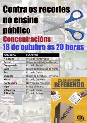 Concentracións en contra dos recortes e na defensa do ensino público