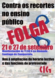 Participa na folga do 27 de setembro contra os recortes en educación e en defensa do ensino público